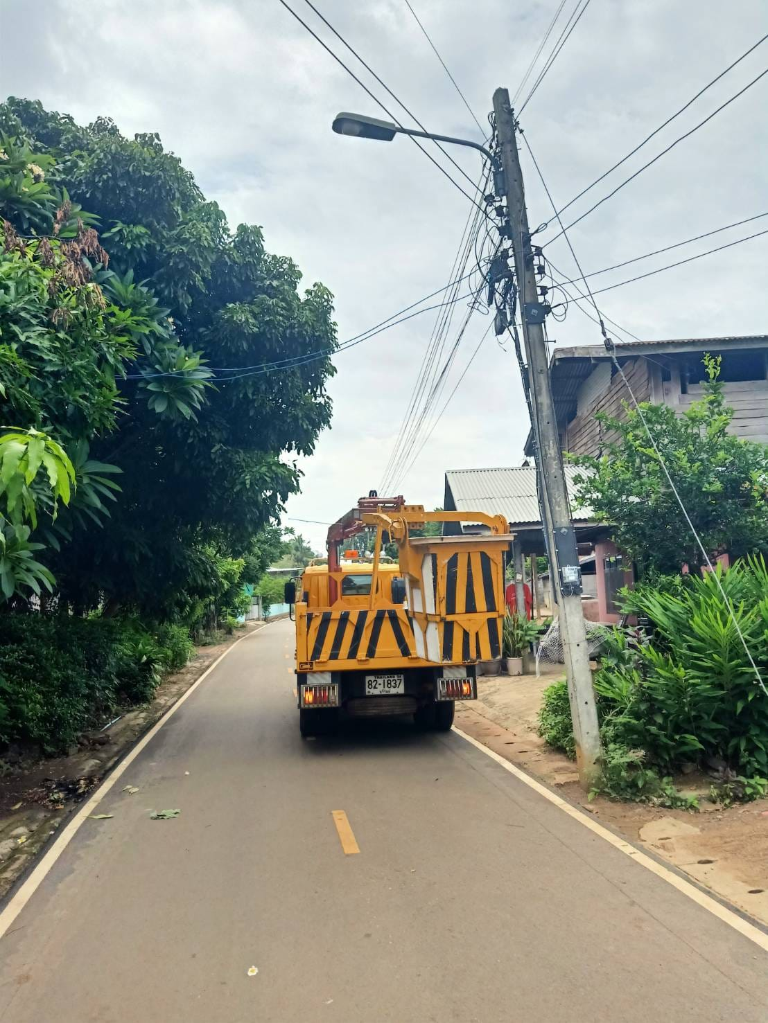 เปลี่ยนหลอดไฟส่องสว่างถนน ทดเเทนหลอดเดิมที่ชำรุด